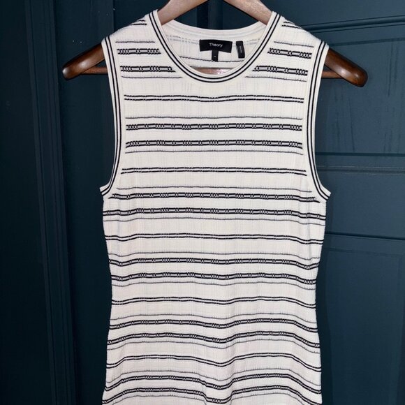 THEORY - Striped Midi Dress in Crepe Knit - Picture 2 of 6